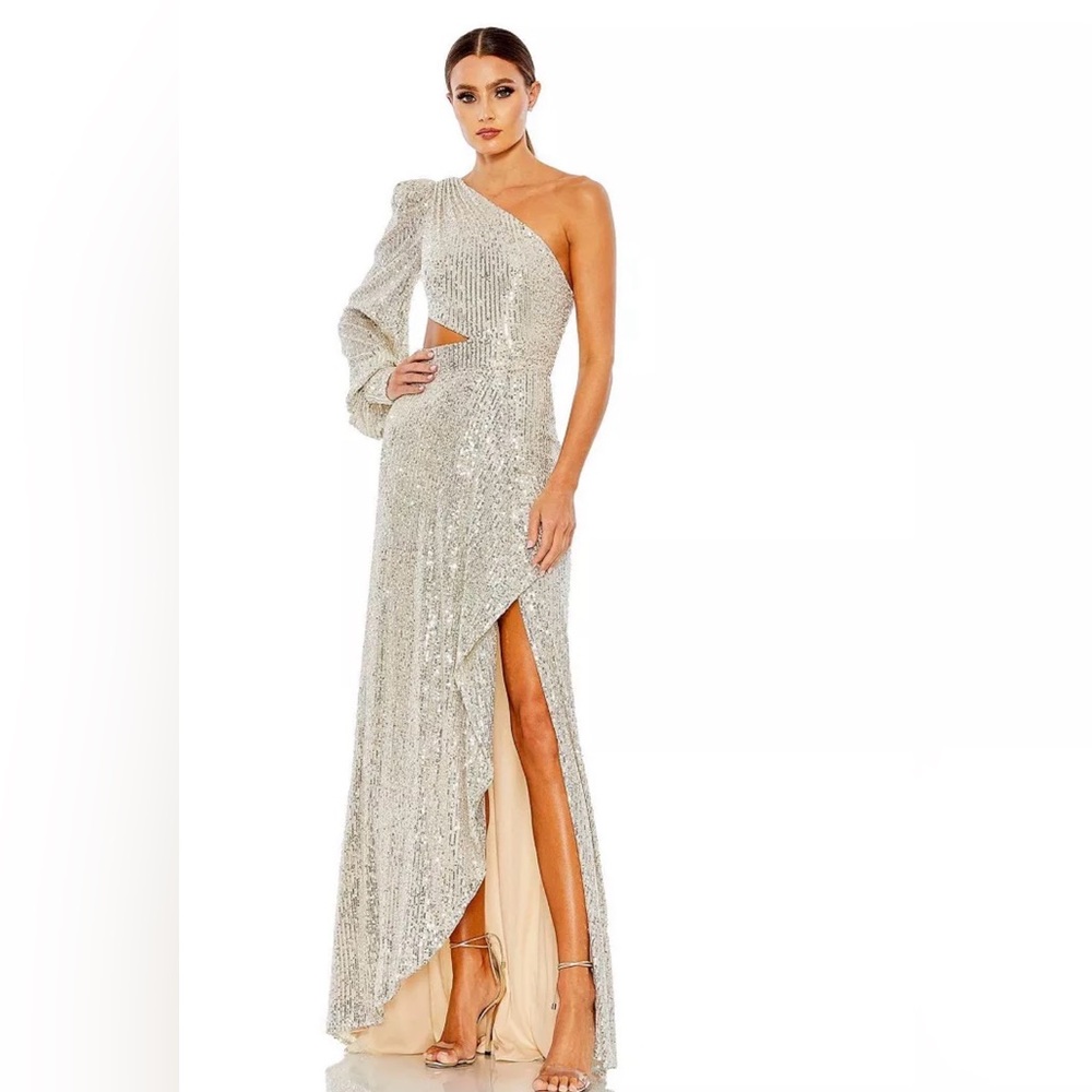 Ieena for Mac Duggal Sparkling One-Shoulder Sequin Dress size 14 NWT